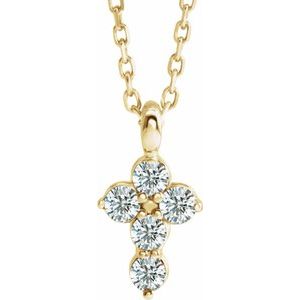 14K Yellow Gold 1/6 CTW Natural Diamond Cross 16-18" Necklace
