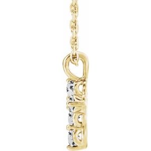 14K Yellow Gold Natural White Sapphire Cross 16-18" Necklace