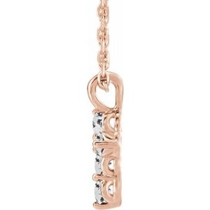 14K Rose Gold Natural White Sapphire Cross 16-18" Necklace