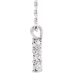 Platinum Natural White Sapphire Cross 16-18" Necklace
