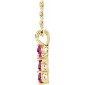 14K Yellow Gold Natural Pink Tourmaline Cross 16-18" Necklace