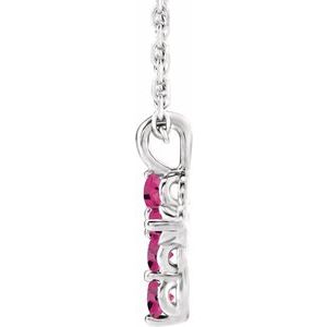 Platinum Natural Pink Tourmaline Cross 16-18" Necklace