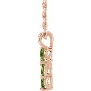 14K Rose Gold Natural Peridot Cross 16-18" Necklace