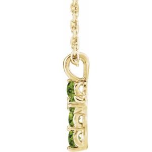 14K Yellow Gold Natural Peridot Cross 16-18" Necklace