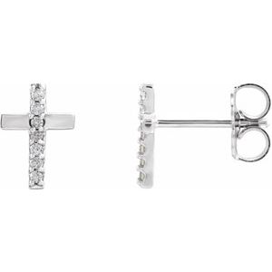 Platinum .06 CTW Natural Diamond Cross Earrings