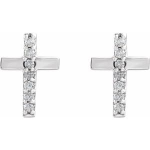 Sterling Silver .06 CTW Natural Diamond Cross Earrings