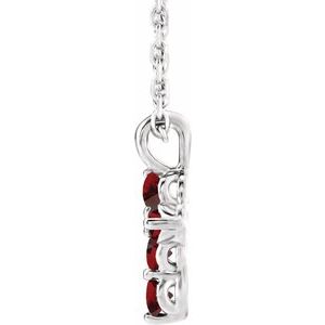 Sterling Silver Natural Mozambique Garnet Cross 16-18" Necklace