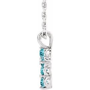 Sterling Silver Natural Blue Zircon Cross 16-18" Necklace