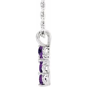 Sterling Silver Natural Amethyst Cross 16-18" Necklace
