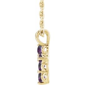 14K Yellow Gold Natural Alexandrite Cross 16-18" Necklace