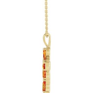 14K Yellow Gold Natural Citrine Cross 16-18" Necklace