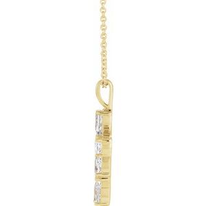 14K Yellow Gold Natural White Sapphire Cross 16-18" Necklace