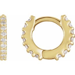 14K Yellow Gold 1/8 CTW Natural Diamond 8 mm Hoop Earrings