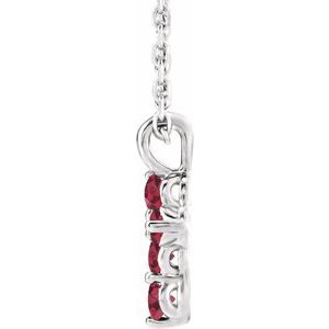 Sterling Silver Natural Ruby Cross 16-18" Necklace
