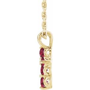 14K Yellow Gold Lab-Grown Ruby Cross 16-18" Necklace