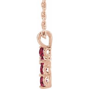 14K Rose Gold Natural Ruby Cross 16-18" Necklace