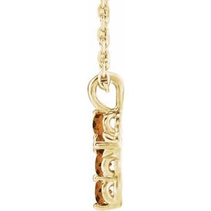 14K Yellow Gold Natural Citrine Cross 16-18" Necklace