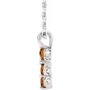 14K White Gold Natural Citrine Cross 16-18" Necklace