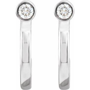 Platinum 1/5 CTW Natural Diamond Huggie J-Hoop Earring