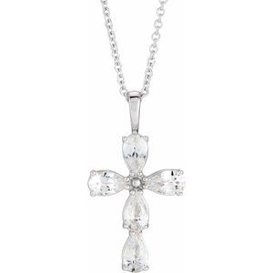 Platinum 1 CTW Natural Diamond Cross 16-18" Necklace