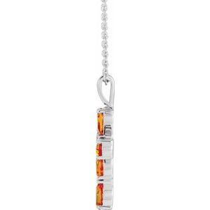 14K White Gold Natural Citrine Cross 16-18" Necklace