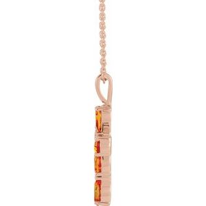 14K Rose Gold Natural Citrine Cross 16-18" Necklace