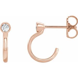 14K Rose Gold  0.06 CTW Natural Diamond Huggie J-Hoop Earring