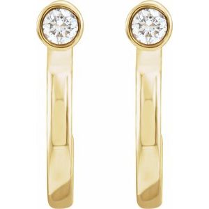 14K Yellow Gold 0.06 CTW Natural Diamond Huggie J-Hoop Earring