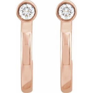 14K Rose Gold 1/8 CTW Natural Diamond Huggie J-Hoop Earring