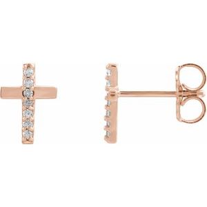 14K Rose Gold .06 CTW Natural Diamond Cross Earrings