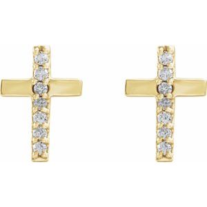 14K Yellow Gold .06 CTW Natural Diamond Cross Earrings