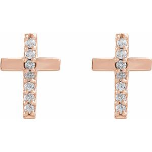14K Rose Gold .06 CTW Natural Diamond Cross Earrings