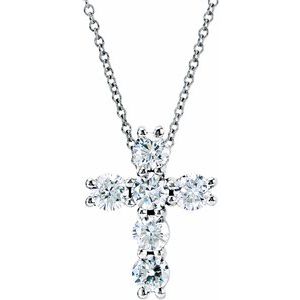 14K White Gold 1/2 CTW Natural Diamond Cross 18" Necklace