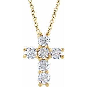 14K Yellow Gold 1/3 CTW Lab-Grown Diamond Cross 18" Necklace