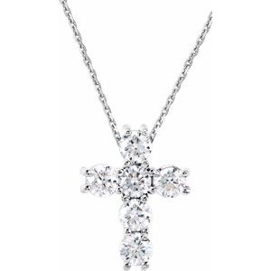 14K White Gold 1/4 CTW Natural Diamond Cross 18" Necklace