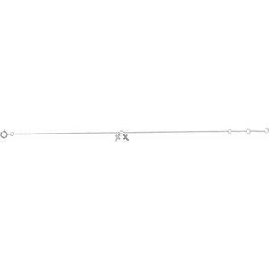 14K White Gold .03 CTW Natural Diamond Cross 6 1/2-7 1/2" Bracelet