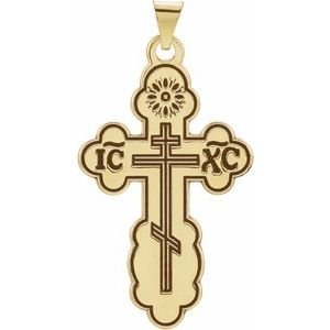 14K Yellow Gold 32x21 mm Orthodox Cross Pendant
