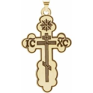14K Yellow Gold 40x26 mm Orthodox Cross Pendant