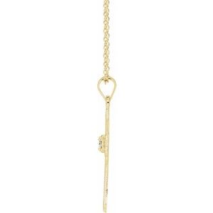 14K Yellow Gold .06 CT Natural Diamond Cross 18" Necklace