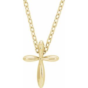 14K Yellow Gold 10x7.72 mm Cross 16-18" Necklace