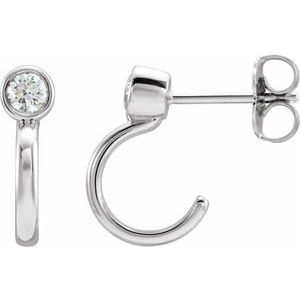 14K White Gold 1/5 CTW Natural Diamond Huggie J-Hoop Earring