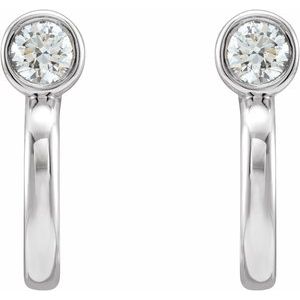 14K White Gold 1/5 CTW Natural Diamond Huggie J-Hoop Earring