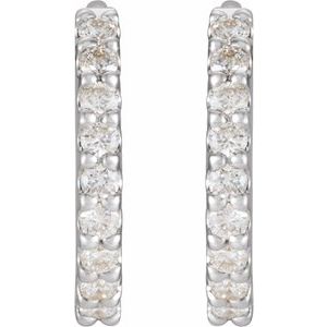 Sterling Silver 1/4 CTW Natural Diamond 10.32 mm Hoop Earrings