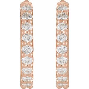 14K Rose Gold 1/4 CTW Natural Diamond 10.32 mm Hoop Earrings