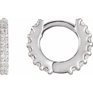 Sterling Silver .07 CTW Natural Diamond 8 mm Hoop Earring