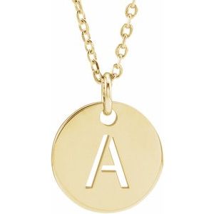 14K Yellow Gold Initial A 16-18" Necklace