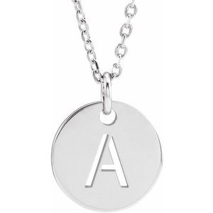 14K White Gold Initial A 16-18" Necklace