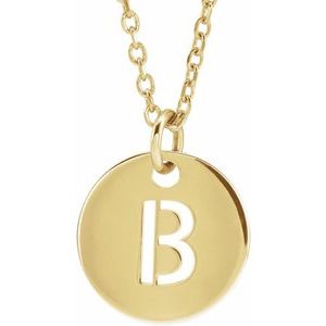 14K Yellow Gold Initial B 16-18" Necklace