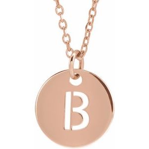 14K Rose Gold Initial B 16-18" Necklace