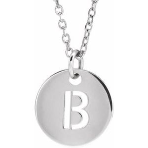 14K White Gold Initial B 16-18" Necklace